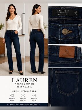 Lauren Ralph Lauren Dark Wash Straight Leg Jeans Women’s Size 6 Black Label